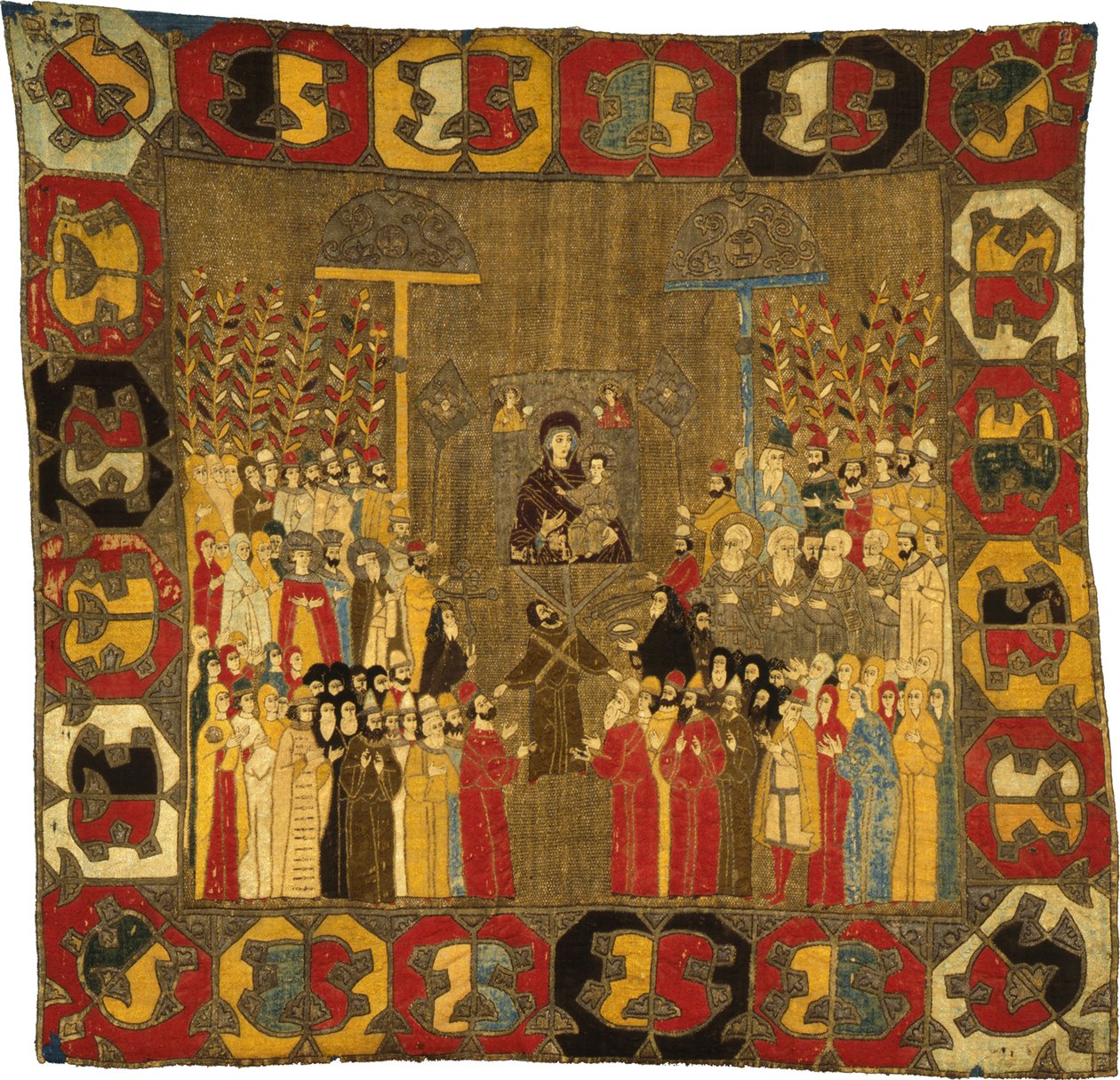 Procissão do Domingo de Ramos em Moscou, em 8 de abril de 1498. Zoe Palaiologina com as filhas deixadas sob, Ivan III, Elena da Valáquia, D, 1498 de Ancient Russian Art