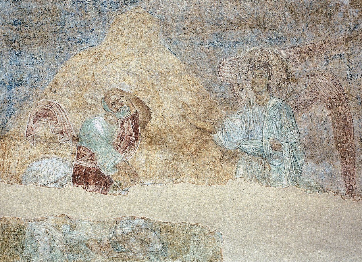 Balaão e o anjo de Ancient Russian frescos