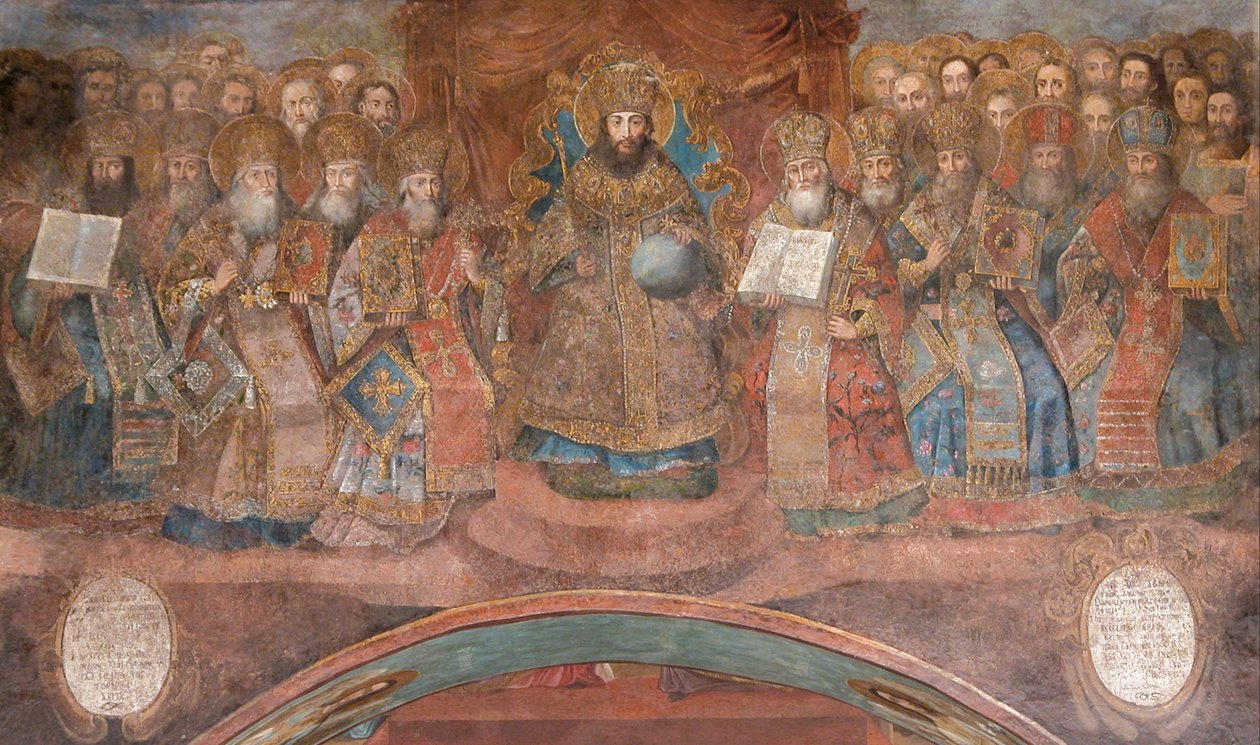 Primeiro Concílio de Nicéia de Ancient Russian frescos