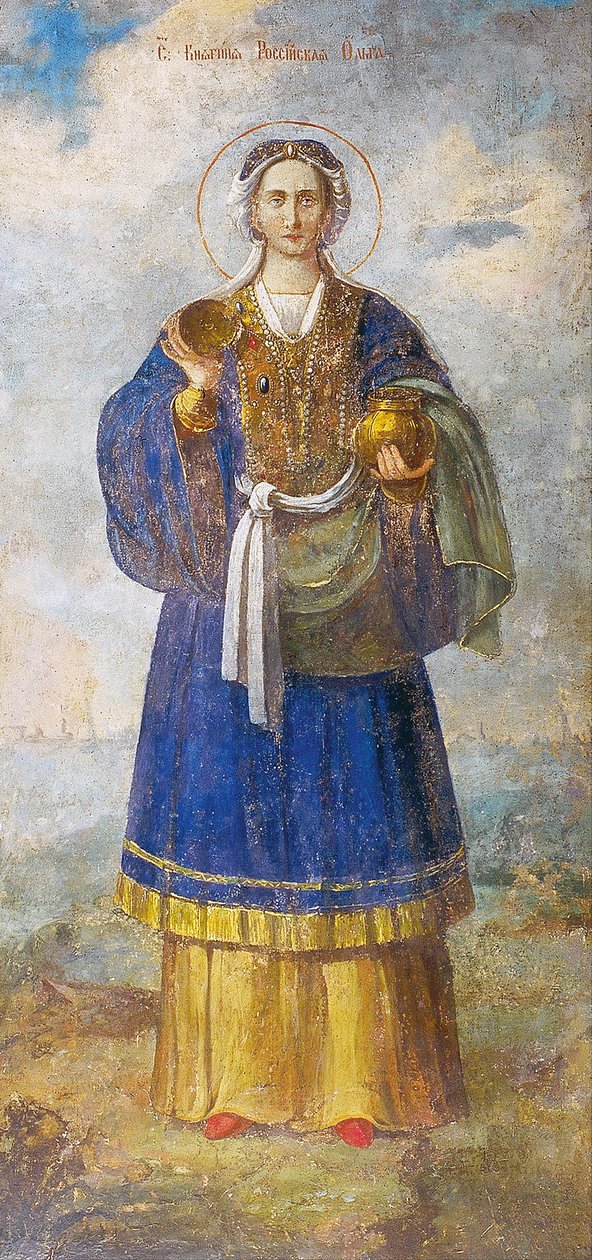 Santa Olga, princesa de Kiev de Ancient Russian frescos