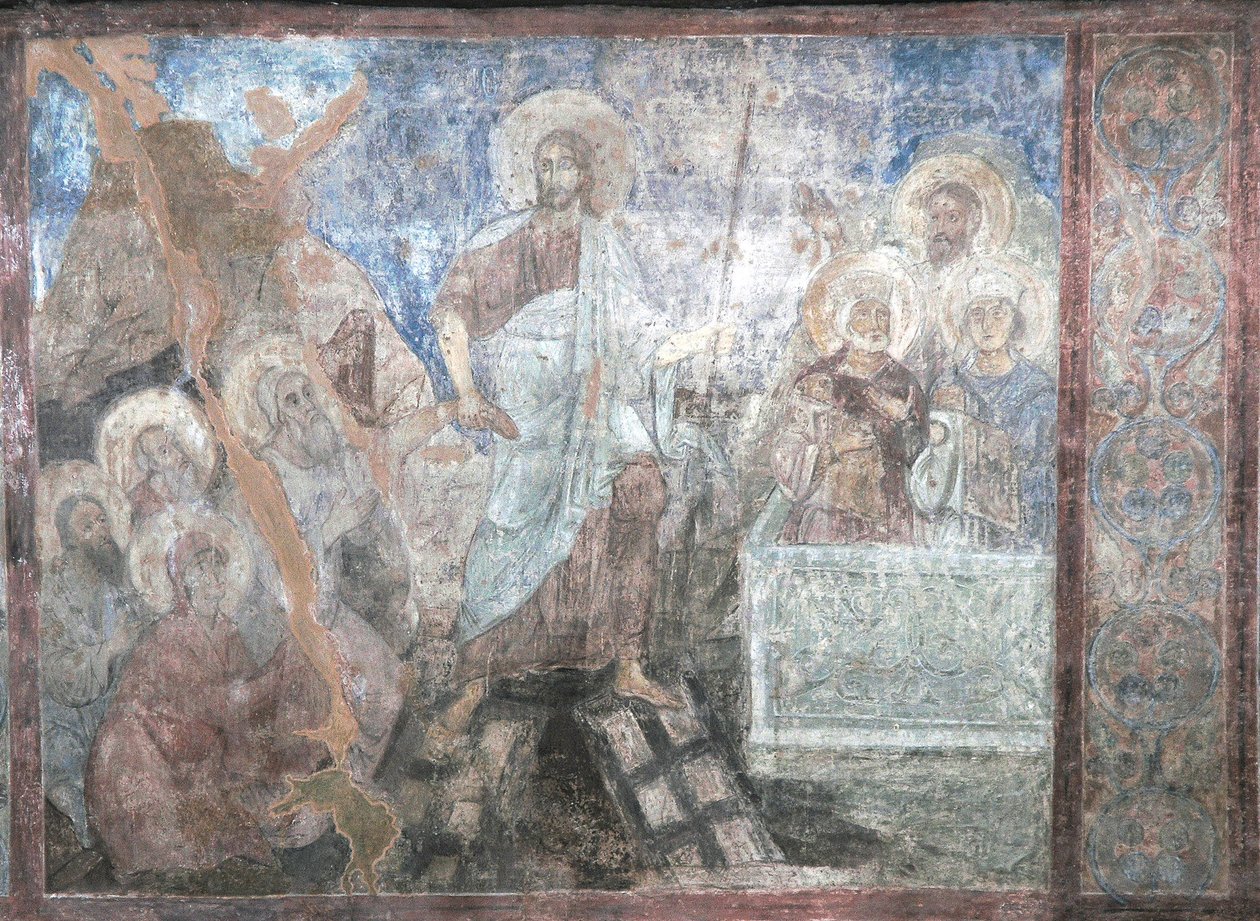 A descida ao inferno de Ancient Russian frescos
