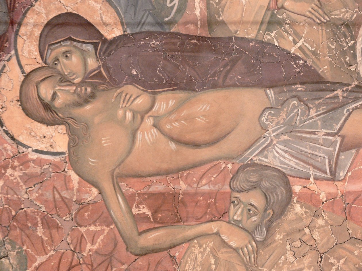 O sepultamento de Cristo, ca 1380 de Ancient Russian frescos