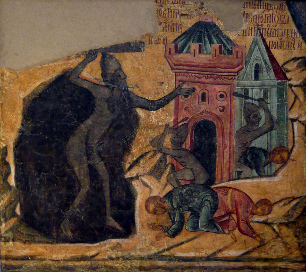 O último julgamento. Afrescos do convento Novodevichy, 1654 de Ancient Russian frescos