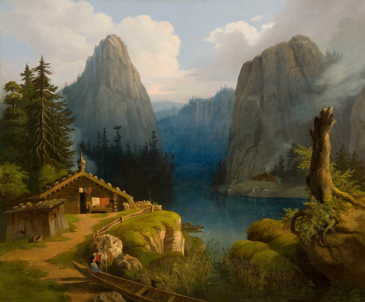 Paisagem de montanha com lago de Ander