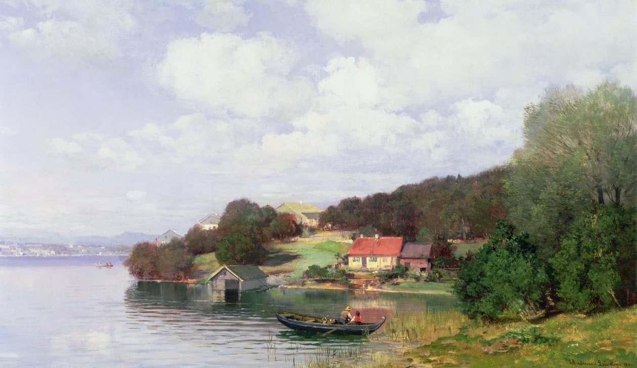Passeios de barco em um lago, 1891 de Anders Andersen Lundby