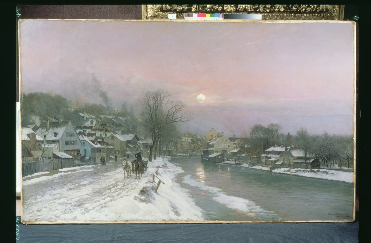 Uma cena de canal no inverno de Anders Andersen Lundby