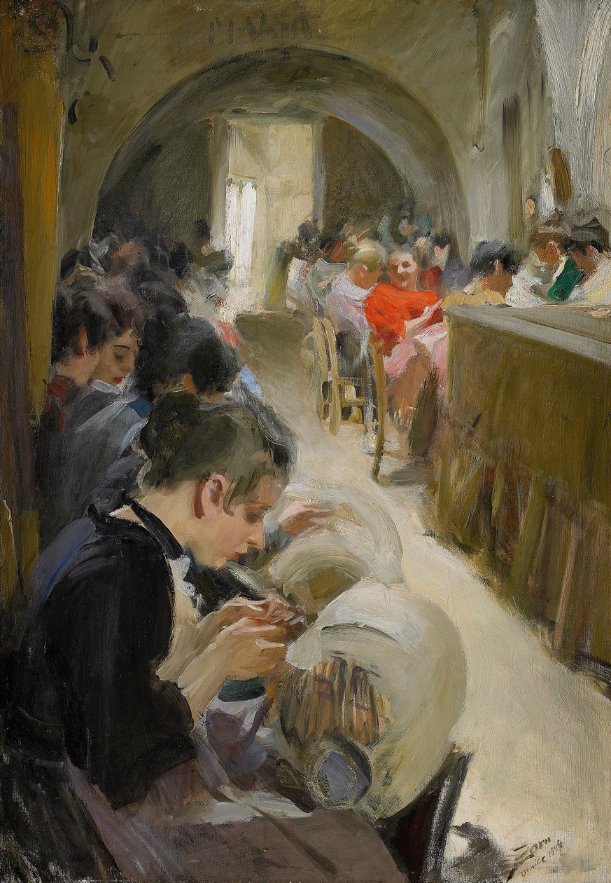 Lace-making em Veneza de Anders Leonard Zorn