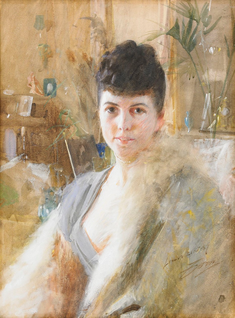 Senhora com capa de pele de Anders Leonard Zorn