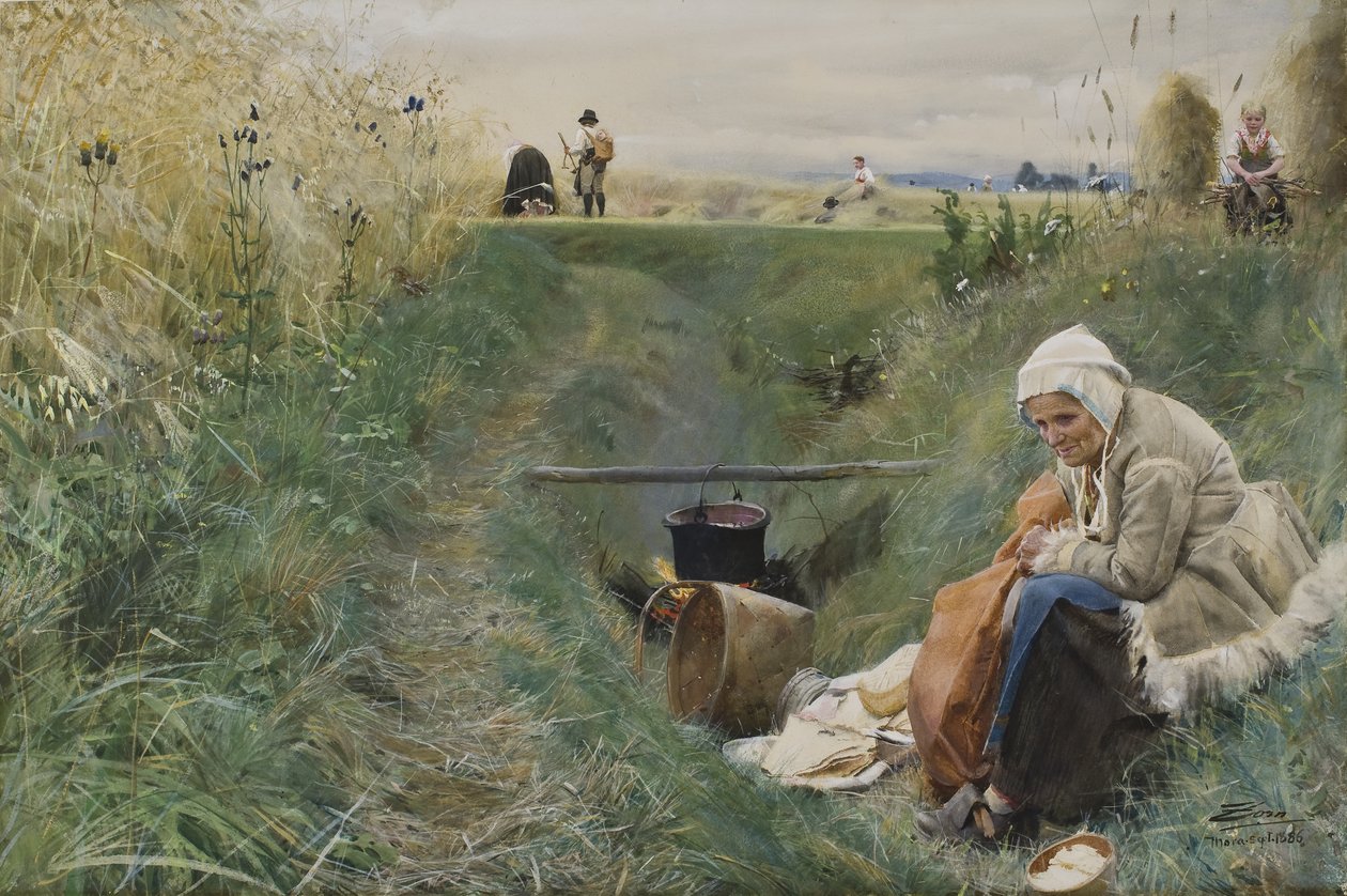 Nosso Pão Diário, 1886 (wc on paper) de Anders Leonard Zorn
