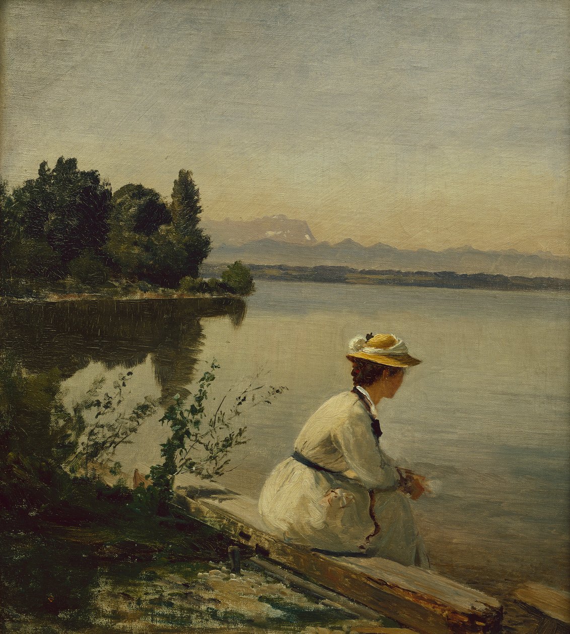 Perto de Leoni no Lago Starnberg (óleo sobre tela) de Anders Andersen Lundby