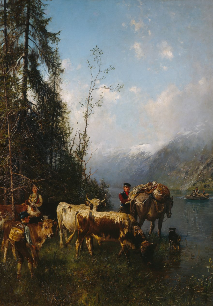 Paisagem do fiorde com vacas de Anders Askevold