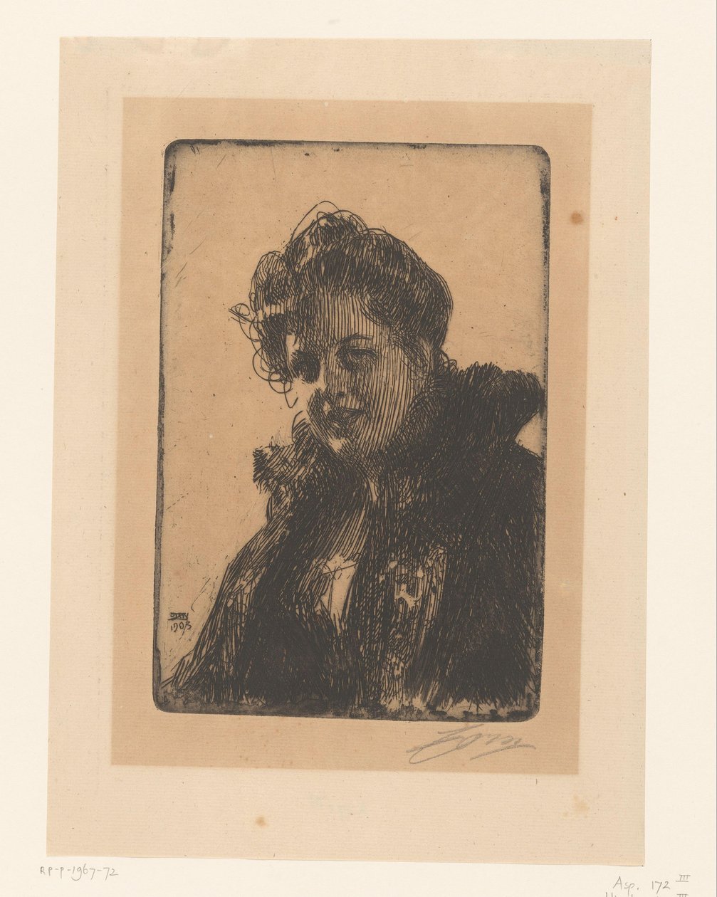 Retrato de Amália Granberg de Anders Leonard Zorn (signed by artist)