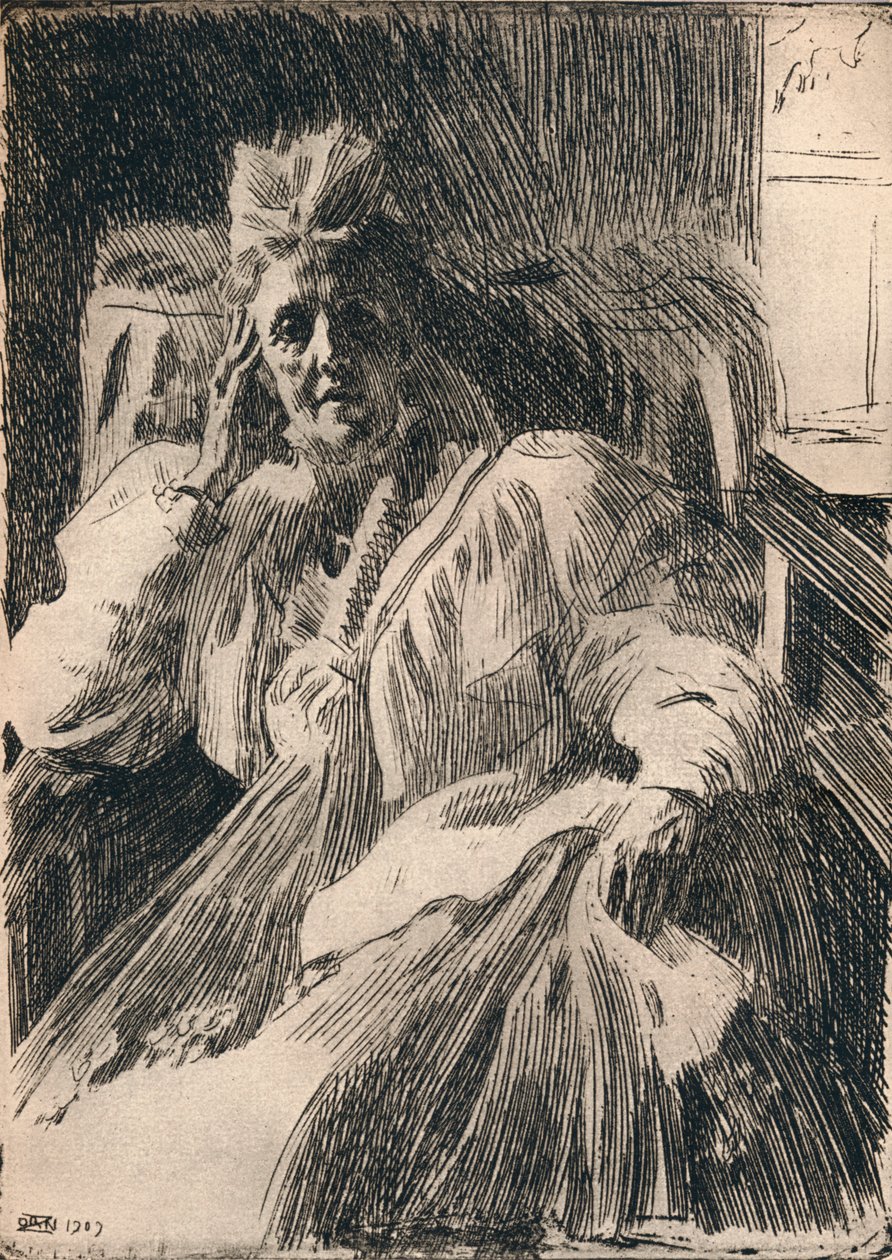 Uma gravura da rainha Dowagger da Suécia, c1909 de Anders Leonard Zorn