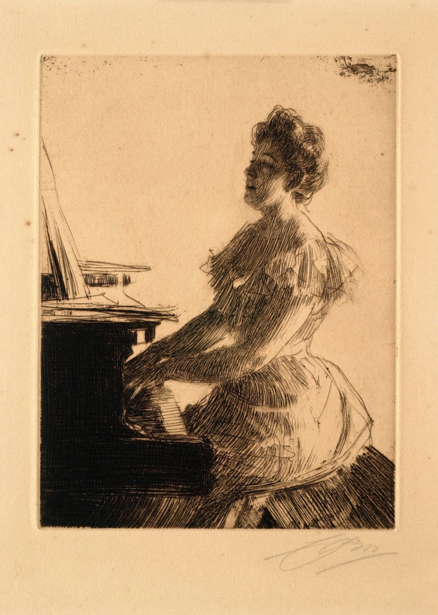 Ao piano (Senhorita Anna Burnett) de Anders Leonard Zorn