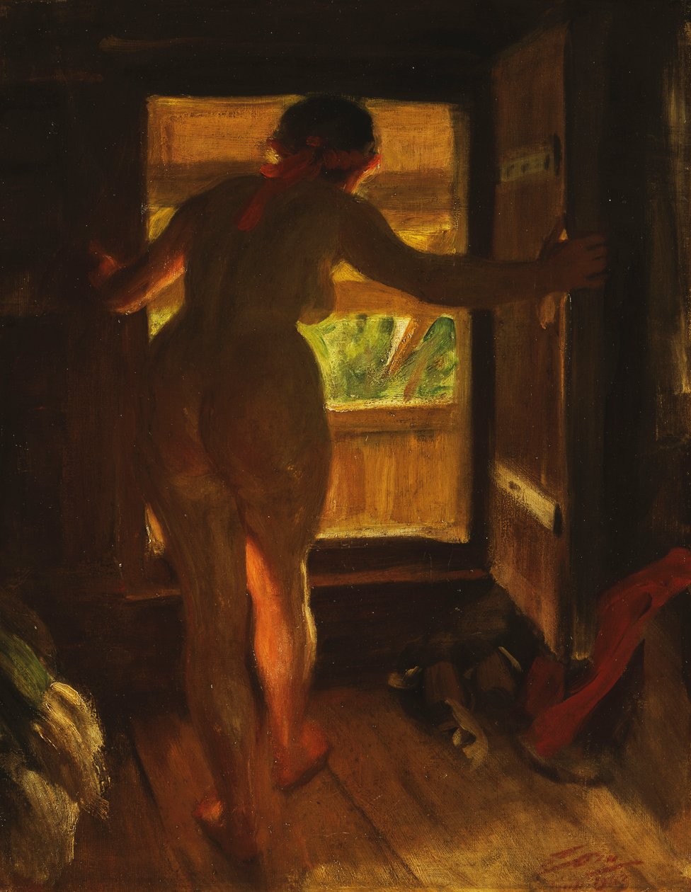 Menina Mora em uma porta aberta, 1903 de Anders Leonard Zorn