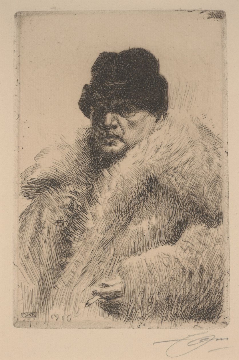Auto-retrato com casaco de pele de Anders Leonard Zorn