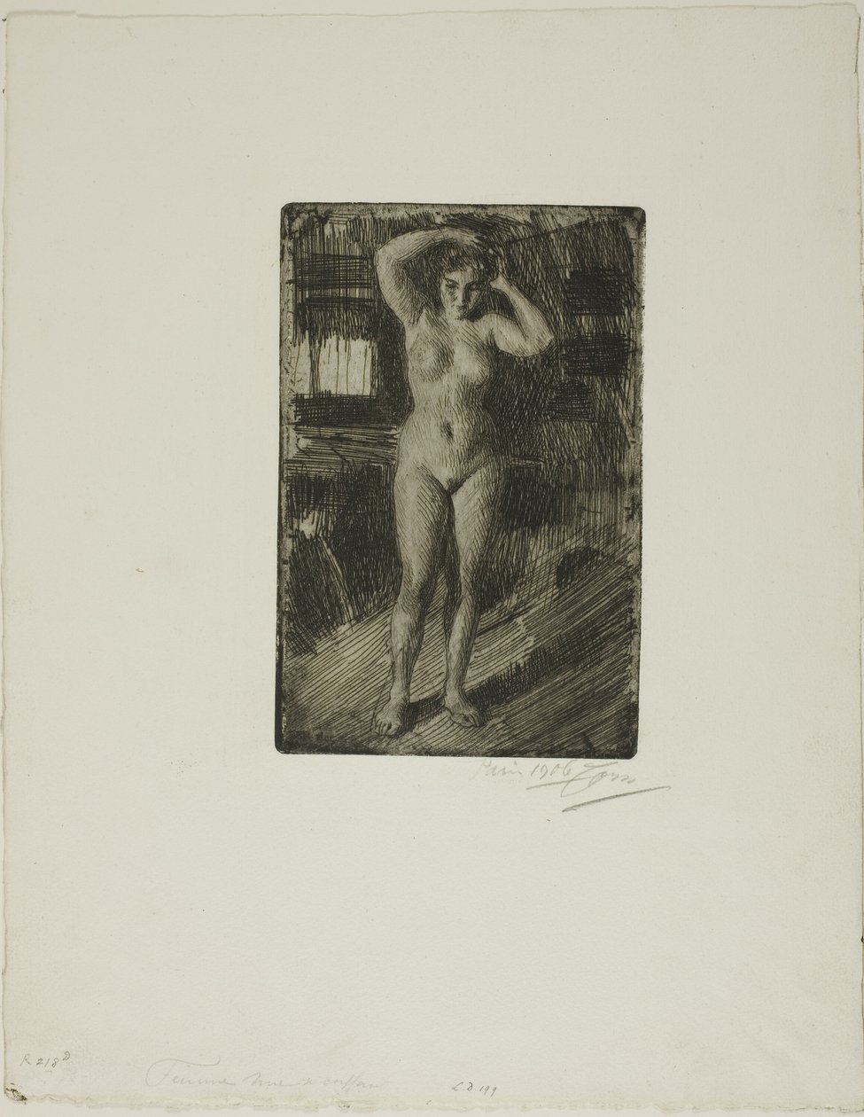 Anna arrumando o cabelo de Anders Leonard Zorn