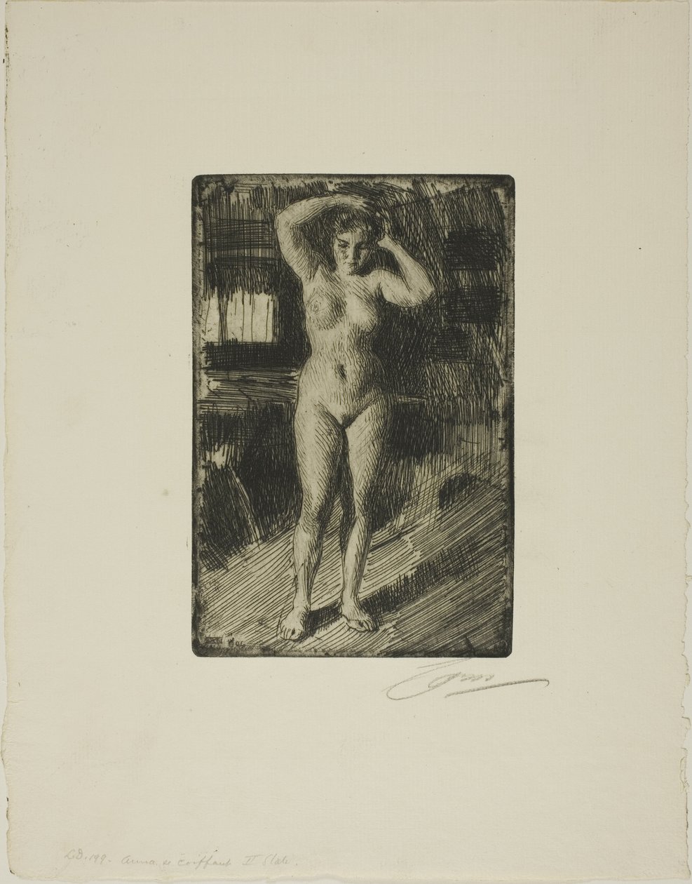 Anna arrumando o cabelo de Anders Leonard Zorn