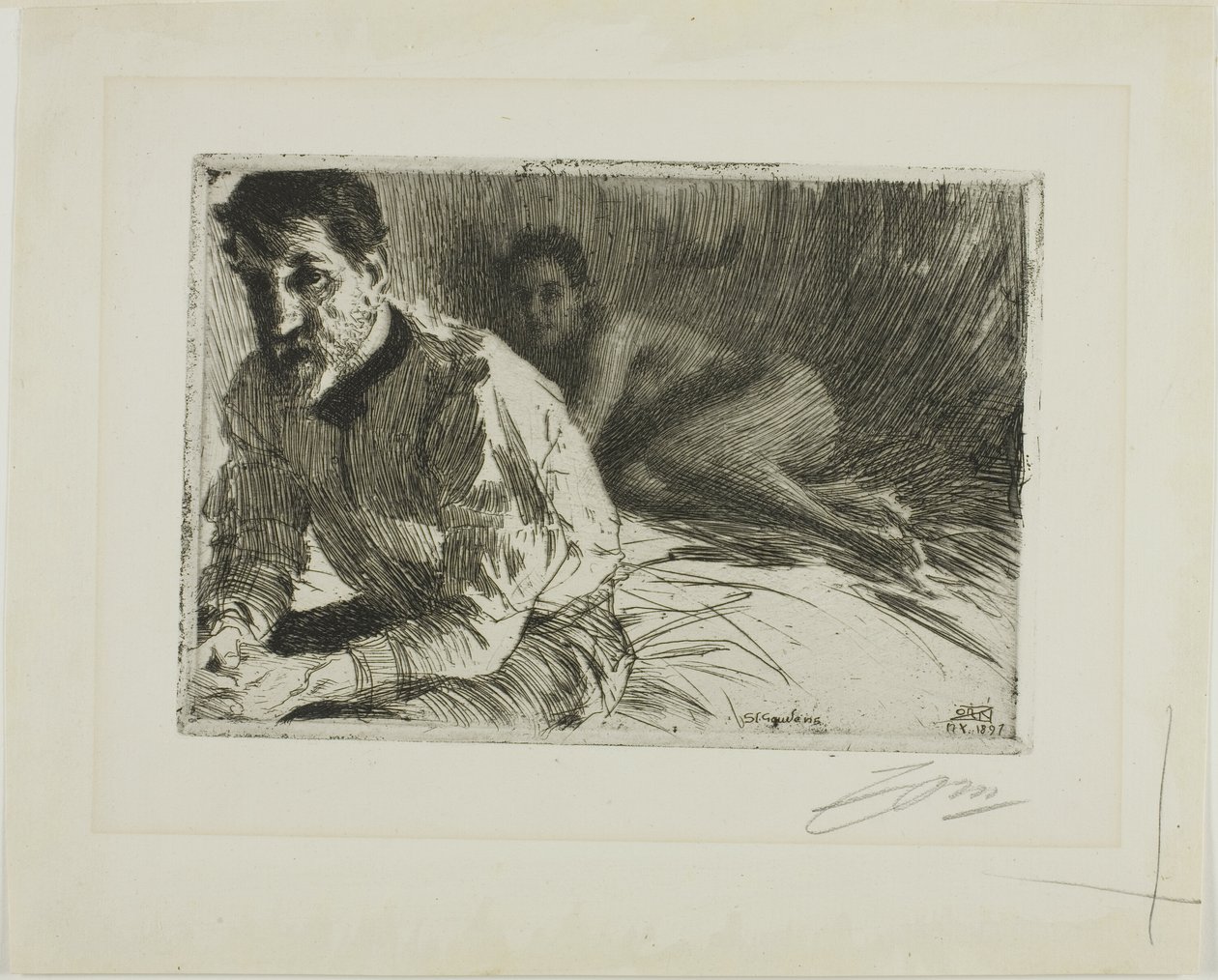 Augustus Saint-Gaudens II (Saint-Gaudens e seu modelo) de Anders Leonard Zorn