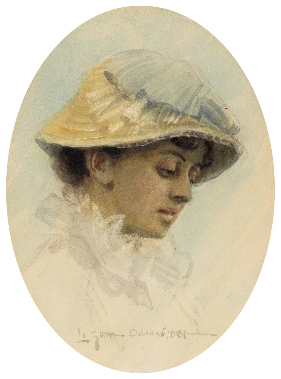 Emma Lamm com chapéu de palha de Anders Zorn