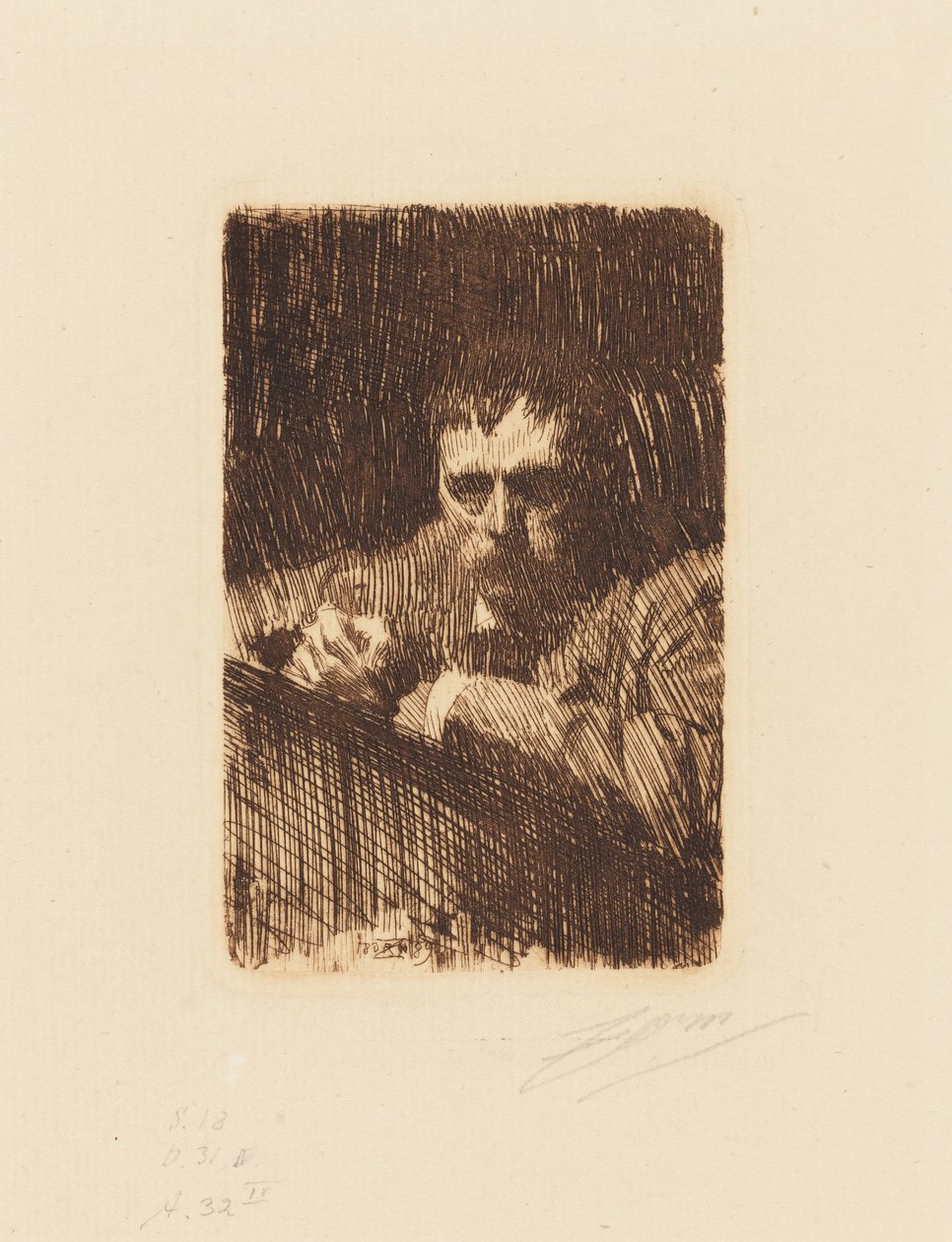 Gravador. Autorretrato de Anders Zorn