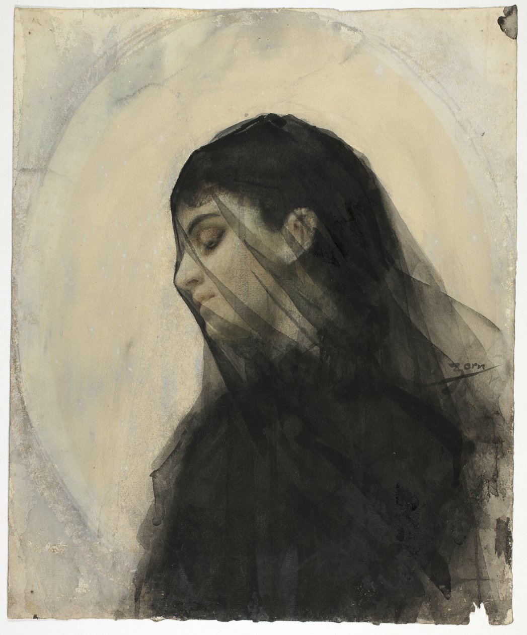 Cabeça de uma mulher velada de Anders Zorn