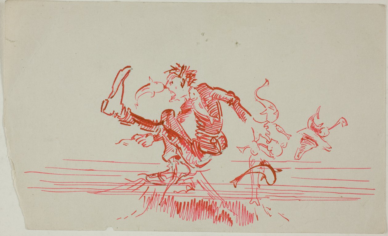 Homem atacado por vários peixes de Anders Zorn