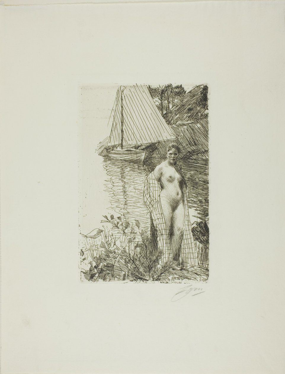 Meu modelo e meu barco de Anders Leonard Zorn
