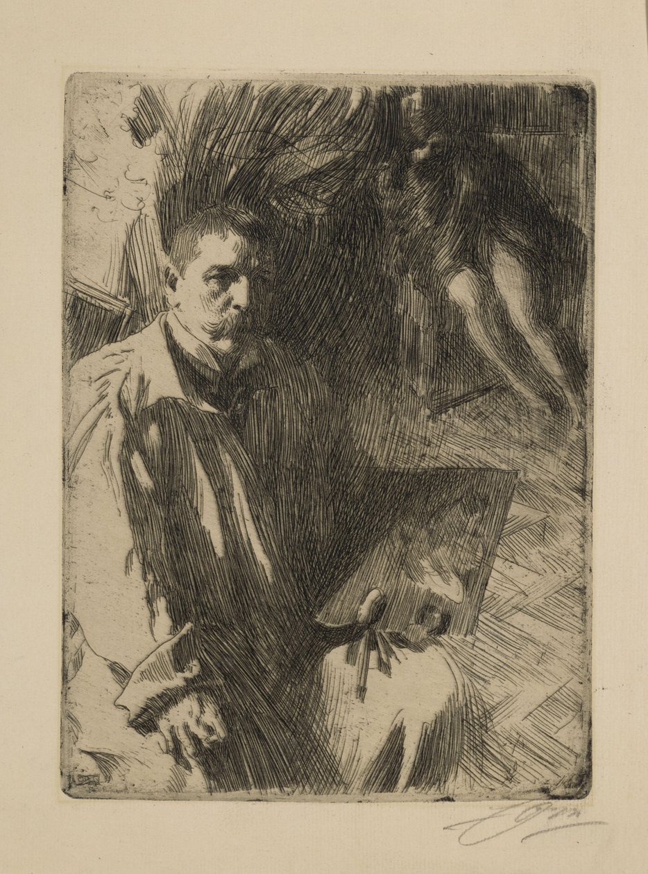 Autorretrato com modelo II de Anders Zorn