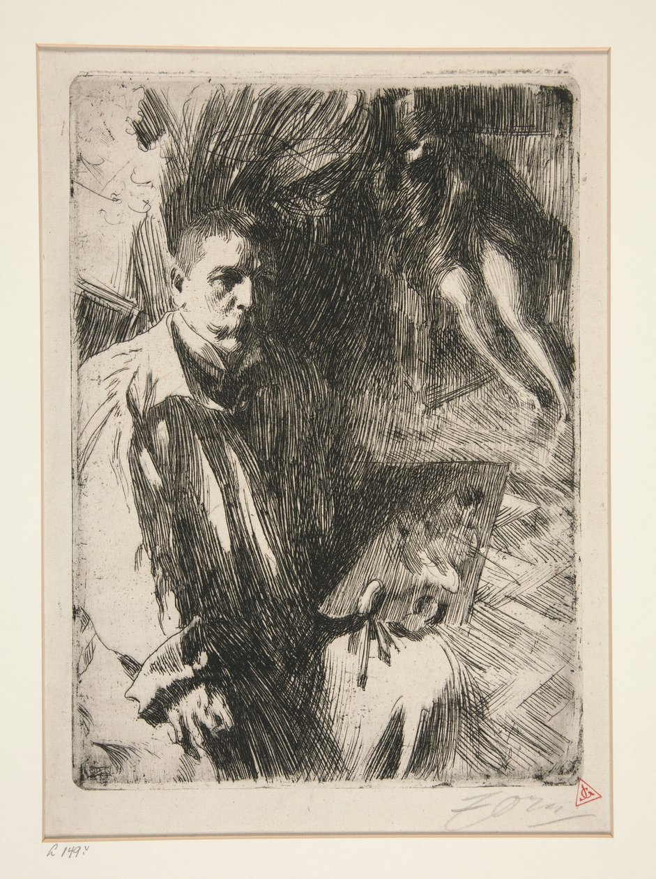 Autorretrato com modelo II de Anders Zorn