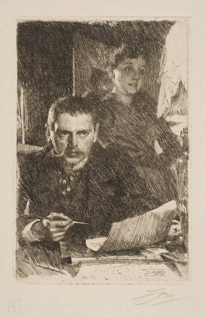 Autorretrato com a esposa Emma de Anders Zorn