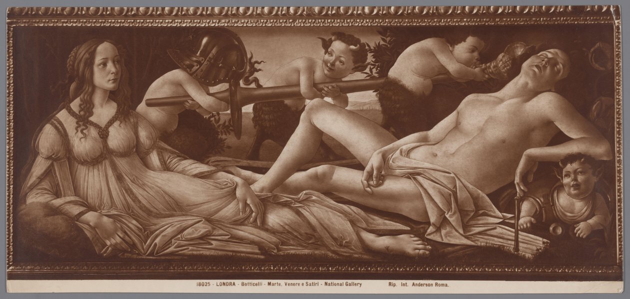 Fotoreprodução da pintura Vénus e Marte por Sandro Botticelli
Londra, Botticelli, Marte, Venere e Satiri, Galeria Nacional (título sobre o objecto) de Anderson (firma)
