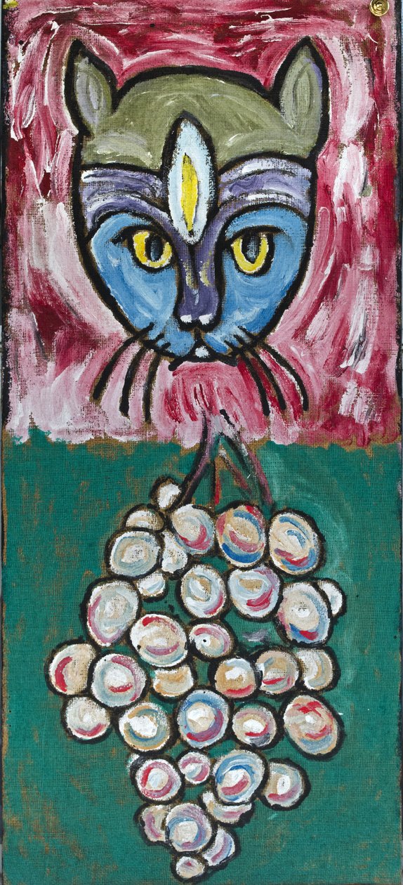 ARTE DO DIA: CAT AND GRAPES, 2012 (acrílico sobre tela de juta esticada numa moldura de madeira) de Ando Gilardi