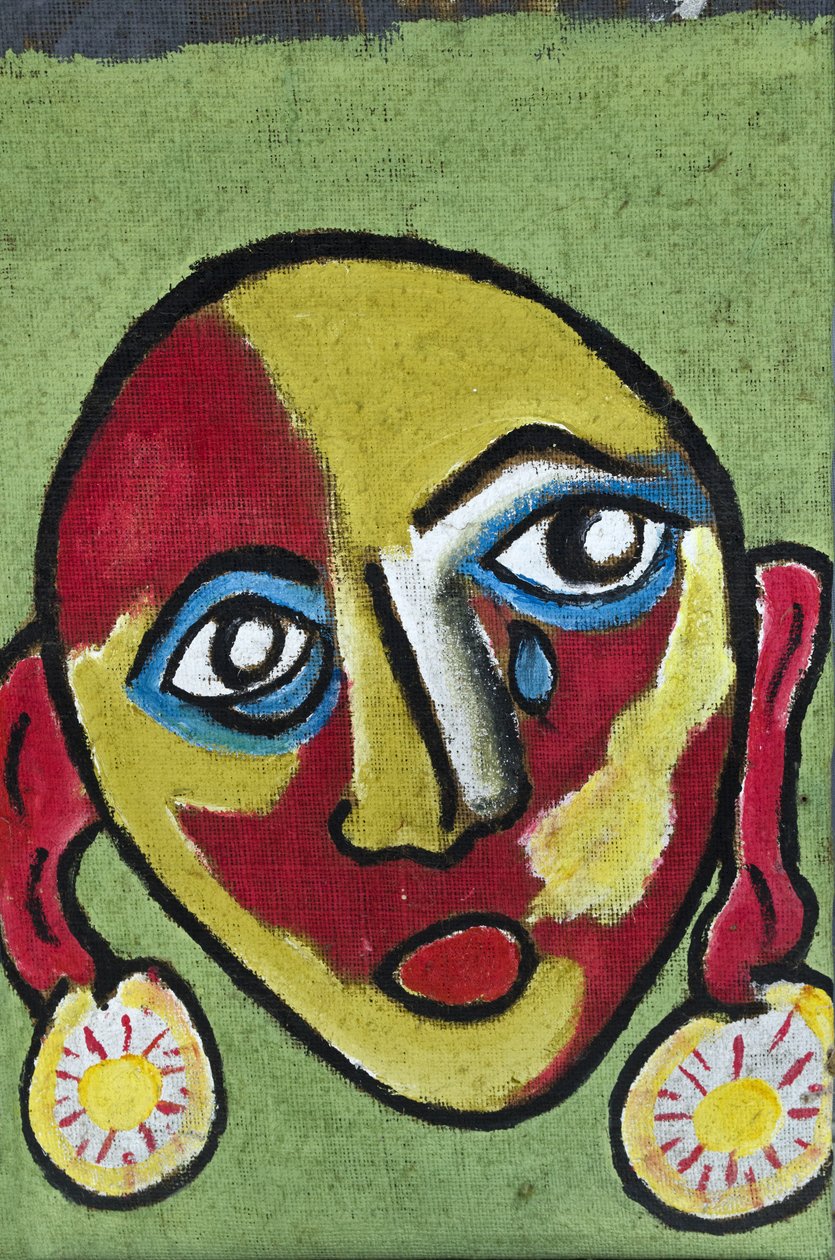 FORAGIA: TEARFUL FACE, 2012 (acrílico sobre tela de juta esticada numa moldura de madeira) de Ando Gilardi