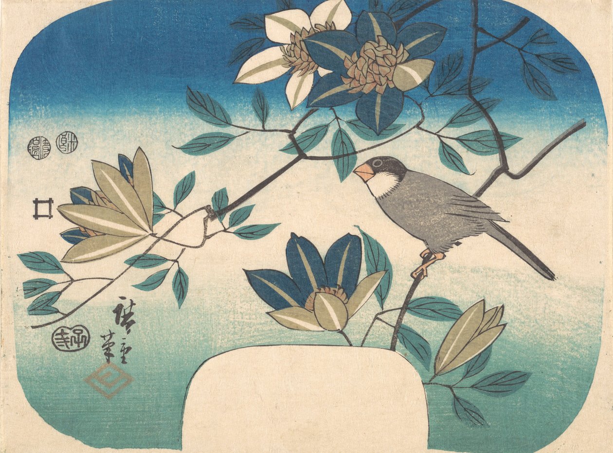 Clematis e Bird, 1852., 1852. de Ando Hiroshige