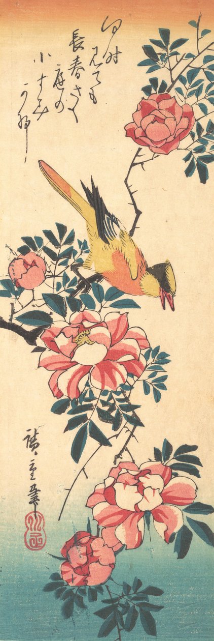 Alvéola cinzenta oriental e rosa, início da década de 1830., início da década de 1830. de Ando Hiroshige
