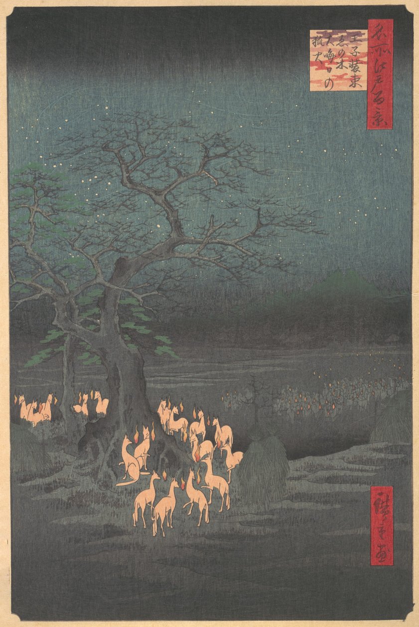 Encontro das Raposas em Oji, 1857., 1857. de Ando Hiroshige