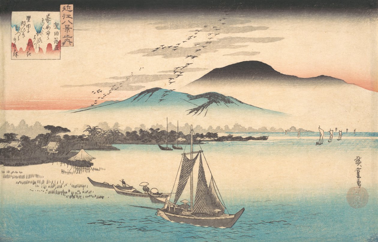 Gansos voando para Katada. de Ando Hiroshige
