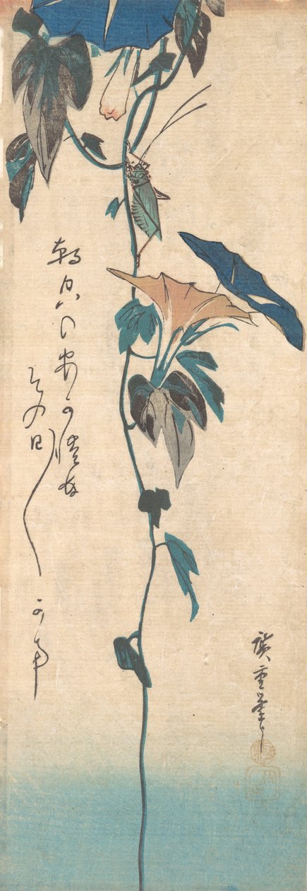 Gafanhoto e Glória da Manhã, ca. 1835., c. 1835. de Ando Hiroshige