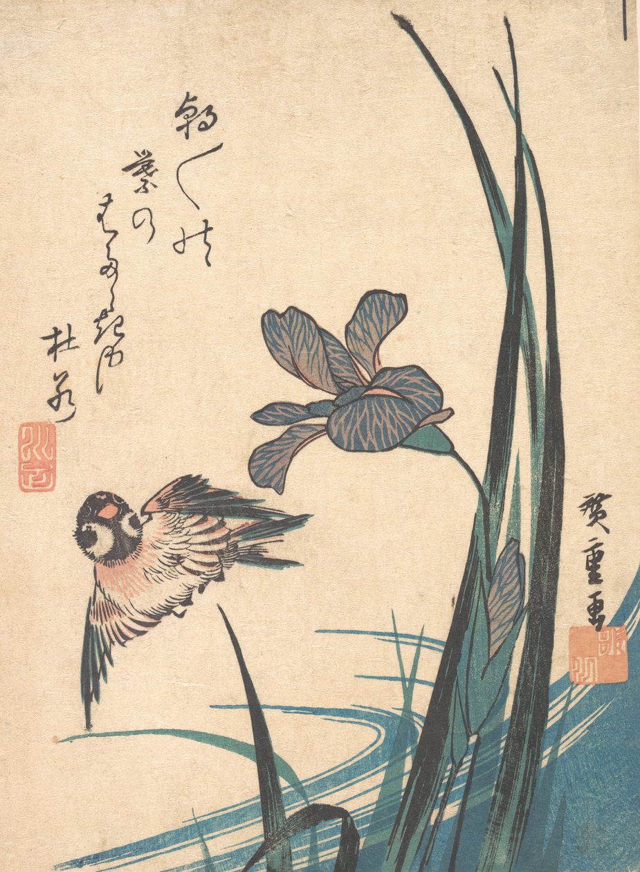 Íris e Pardal, c. 1832., c. 1832. de Ando Hiroshige