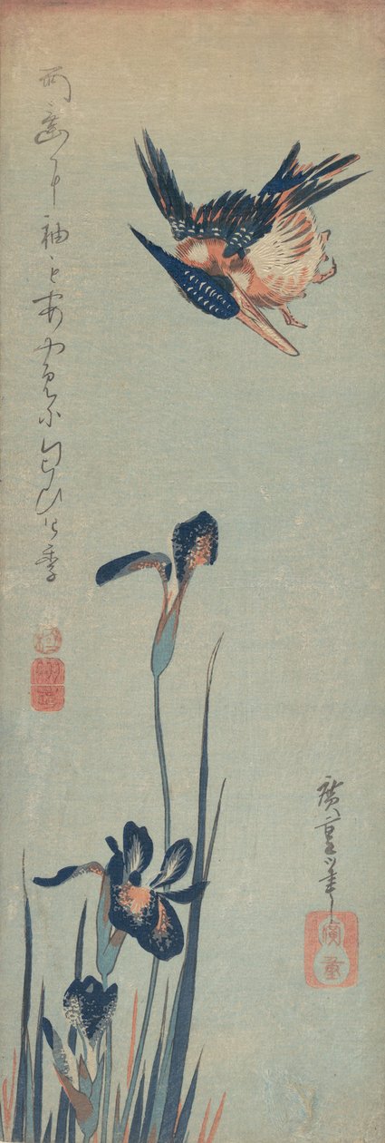 Martim-pescador e Íris, 1832-34., 1832-34. de Ando Hiroshige