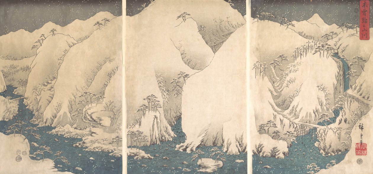 Kiso Gorge na neve. de Ando Hiroshige