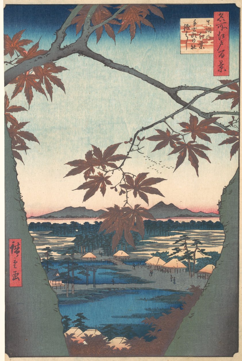 Maples at Mama, da série Cem Vistas Famosas de Edo, ca. 1857., c. 1857. de Ando Hiroshige