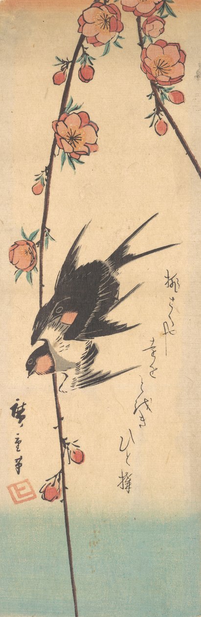 Pera em flor e andorinhas, ca. 1840., c. 1840. de Ando Hiroshige