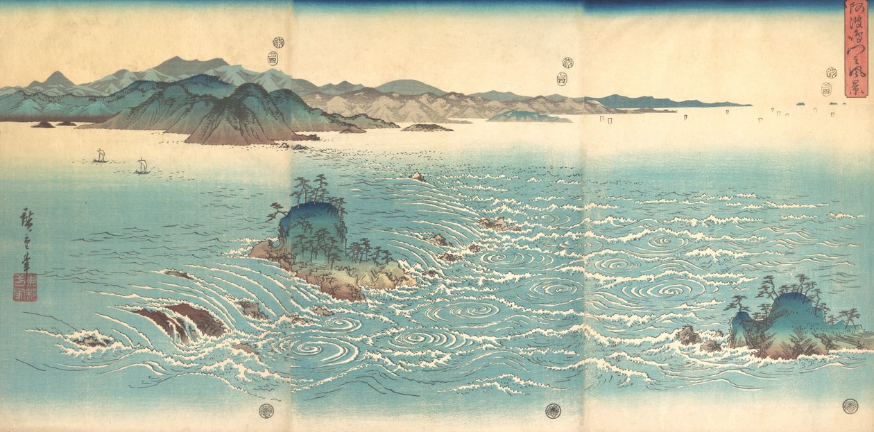 Corredeiras em Naruto, 1857., 1857. de Ando Hiroshige
