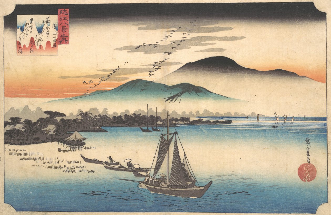 Retornando Gansos em Katada, século 19. de Ando Hiroshige