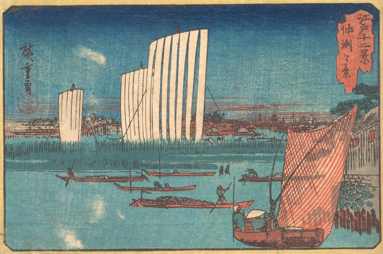 Barcos à vela, da série Twelve Views of Edo, século XIX. de Ando Hiroshige