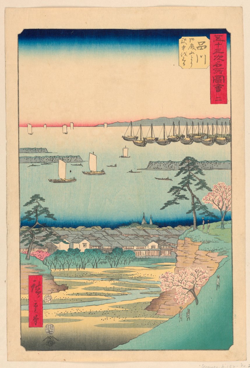 Shinagawa da série 53 Estações de Tokaido de Ando Hiroshige