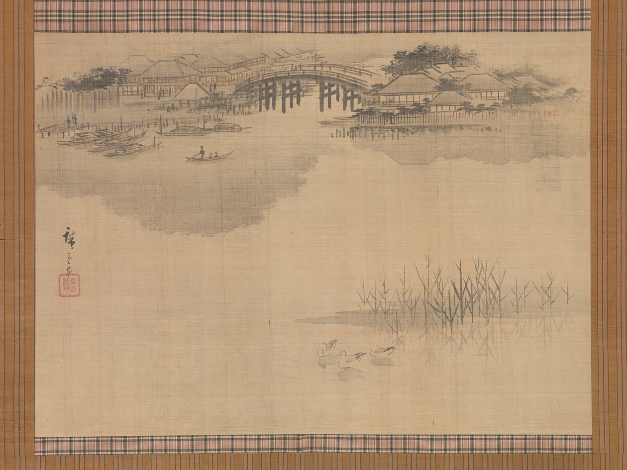 A Ponte Imado no sopé do Monte Matsuchi, século XIX. de Ando Hiroshige