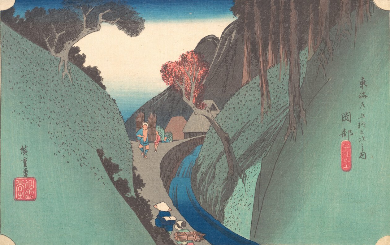 Batendo em Okabe, 1834. , 1834. de Ando Hiroshige
